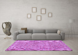 Machine Washable Persian Purple Traditional Area Rugs in a Living Room, wshtr3994pur