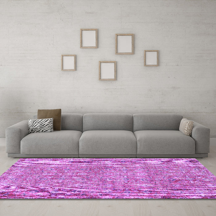 Machine Washable Persian Purple Traditional Area Rugs in a Living Room, wshtr3994pur