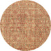 Round Persian Brown Traditional Rug, tr3994brn