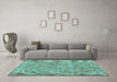 Machine Washable Persian Turquoise Traditional Area Rugs in a Living Room,, wshtr3994turq