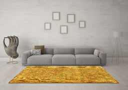 Machine Washable Persian Yellow Traditional Rug in a Living Room, wshtr3994yw