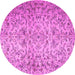 Round Machine Washable Persian Pink Traditional Rug, wshtr3995pnk