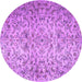Round Machine Washable Persian Purple Traditional Area Rugs, wshtr3995pur