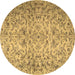 Round Persian Brown Traditional Rug, tr3995brn