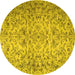 Round Persian Yellow Traditional Rug, tr3995yw