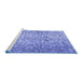 Sideview of Machine Washable Persian Blue Traditional Rug, wshtr3995blu