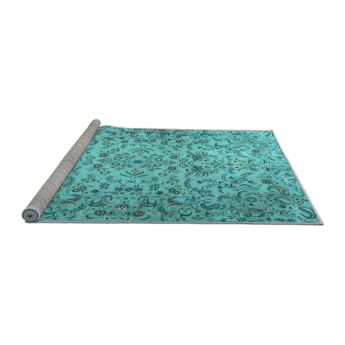 Sideview of Machine Washable Persian Light Blue Traditional Rug, wshtr3995lblu