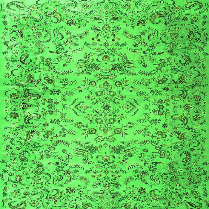 Round Machine Washable Persian Green Traditional Area Rugs, wshtr3995grn