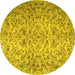 Round Machine Washable Persian Yellow Traditional Rug, wshtr3995yw