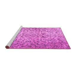 Sideview of Machine Washable Persian Pink Traditional Rug, wshtr3995pnk