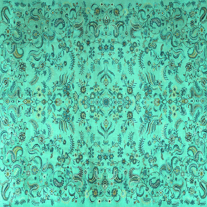 Square Persian Turquoise Traditional Rug, tr3995turq