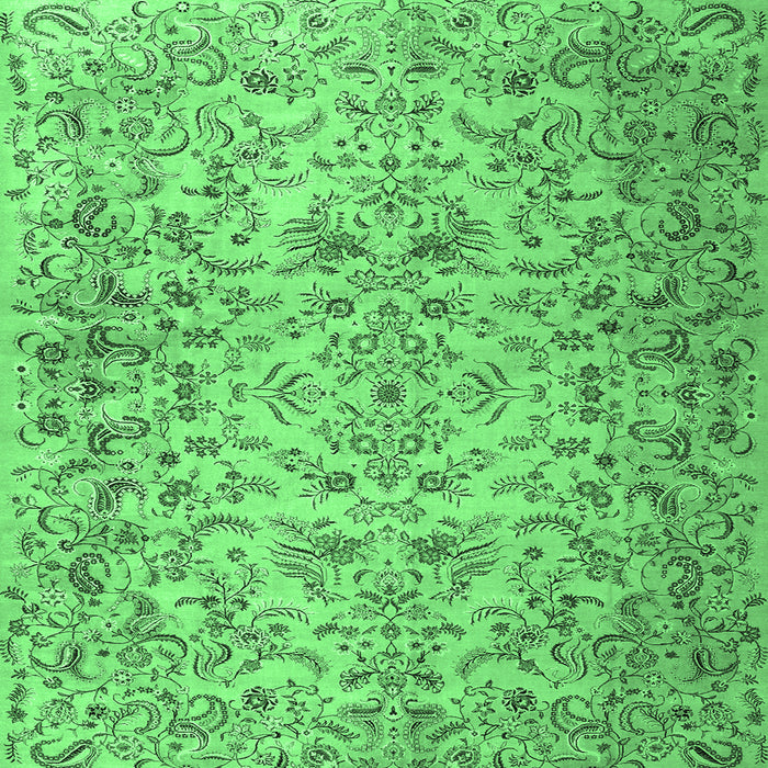 Square Machine Washable Persian Emerald Green Traditional Area Rugs, wshtr3995emgrn