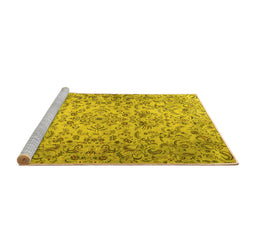 Sideview of Machine Washable Persian Yellow Traditional Rug, wshtr3995yw