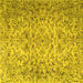 Square Machine Washable Persian Yellow Traditional Rug, wshtr3995yw