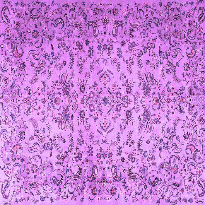 Square Machine Washable Persian Purple Traditional Area Rugs, wshtr3995pur