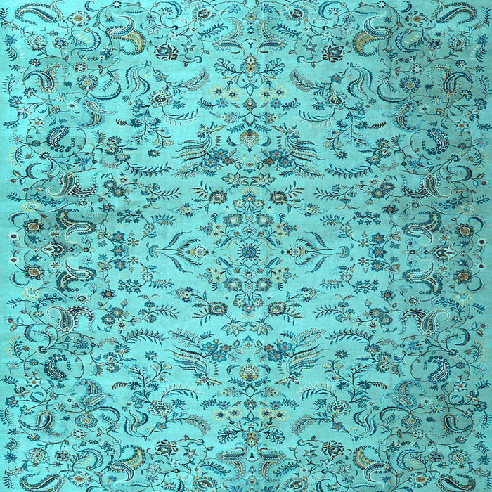 Square Machine Washable Persian Light Blue Traditional Rug, wshtr3995lblu