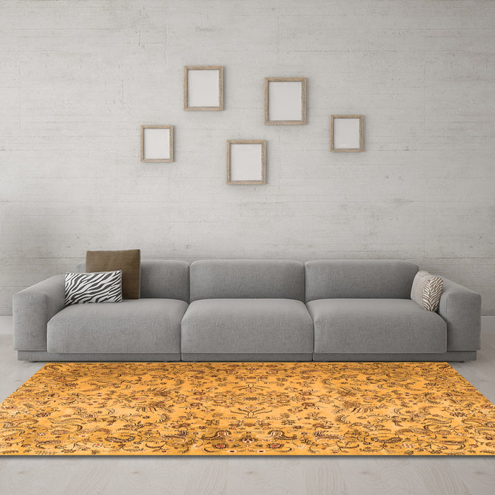 Machine Washable Persian Orange Traditional Area Rugs in a Living Room, wshtr3995org