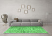 Machine Washable Persian Emerald Green Traditional Area Rugs in a Living Room,, wshtr3995emgrn
