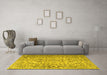 Machine Washable Persian Yellow Traditional Rug in a Living Room, wshtr3995yw