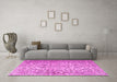 Machine Washable Persian Pink Traditional Rug in a Living Room, wshtr3995pnk