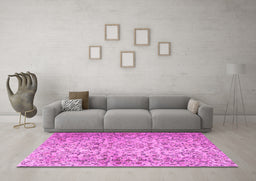 Machine Washable Persian Pink Traditional Rug in a Living Room, wshtr3995pnk