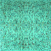 Square Machine Washable Persian Turquoise Traditional Area Rugs, wshtr3995turq