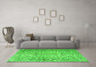 Machine Washable Persian Green Traditional Area Rugs in a Living Room,, wshtr3995grn