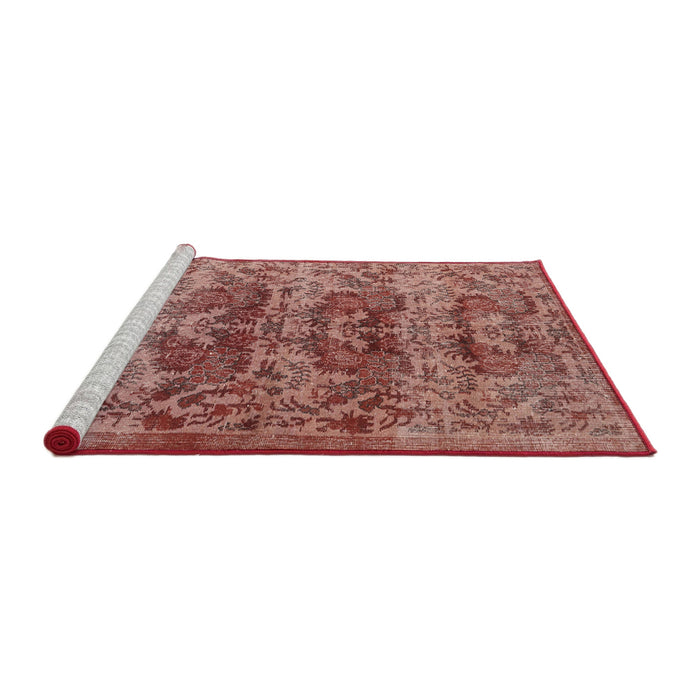 Sideview of Machine Washable Traditional Salmon Pink Rug, wshtr3996