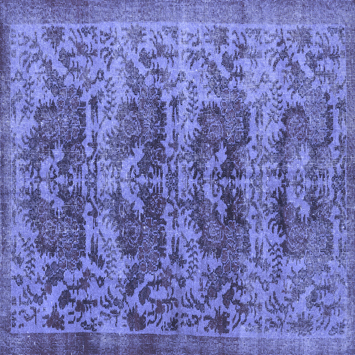 Square Machine Washable Persian Blue Traditional Rug, wshtr3996blu
