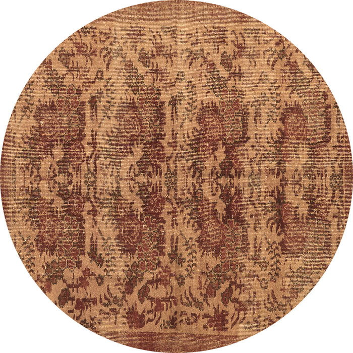 Round Machine Washable Persian Brown Traditional Rug, wshtr3996brn