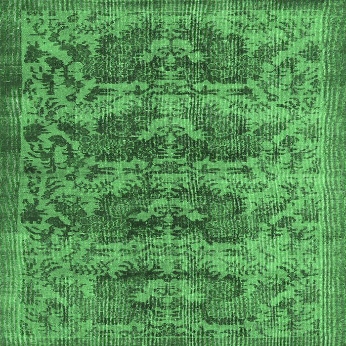 Square Machine Washable Persian Emerald Green Traditional Area Rugs, wshtr3996emgrn