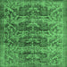 Square Machine Washable Persian Emerald Green Traditional Area Rugs, wshtr3996emgrn