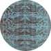 Round Machine Washable Persian Light Blue Traditional Rug, wshtr3996lblu