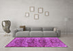 Machine Washable Persian Purple Traditional Area Rugs in a Living Room, wshtr3996pur