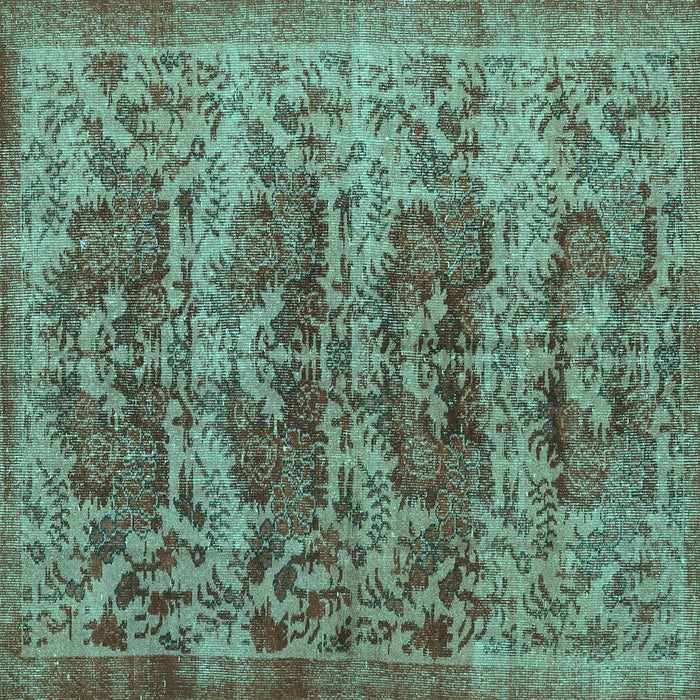 Square Persian Turquoise Traditional Rug, tr3996turq