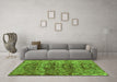 Machine Washable Persian Green Traditional Area Rugs in a Living Room,, wshtr3996grn