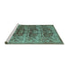 Sideview of Machine Washable Persian Turquoise Traditional Area Rugs, wshtr3996turq