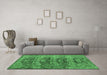 Machine Washable Persian Emerald Green Traditional Area Rugs in a Living Room,, wshtr3996emgrn