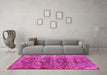 Machine Washable Persian Pink Traditional Rug in a Living Room, wshtr3996pnk