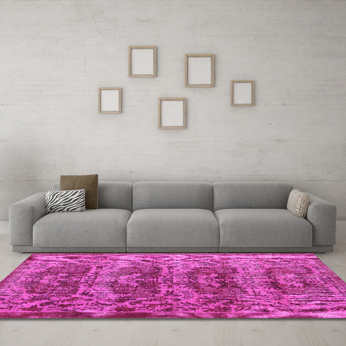 Machine Washable Persian Pink Traditional Rug in a Living Room, wshtr3996pnk