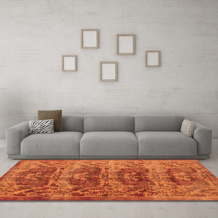 Machine Washable Persian Orange Traditional Area Rugs in a Living Room, wshtr3996org