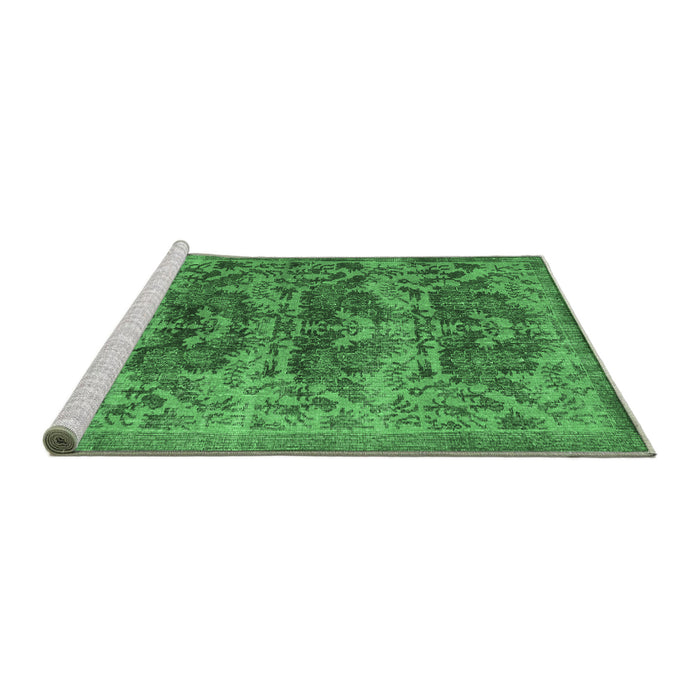 Sideview of Machine Washable Persian Emerald Green Traditional Area Rugs, wshtr3996emgrn
