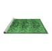 Sideview of Machine Washable Persian Emerald Green Traditional Area Rugs, wshtr3996emgrn