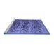 Sideview of Machine Washable Persian Blue Traditional Rug, wshtr3996blu