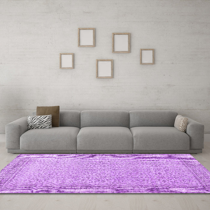 Machine Washable Persian Purple Traditional Area Rugs in a Living Room, wshtr3997pur