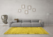 Machine Washable Persian Yellow Traditional Rug in a Living Room, wshtr3997yw
