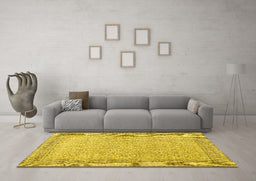Machine Washable Persian Yellow Traditional Rug in a Living Room, wshtr3997yw