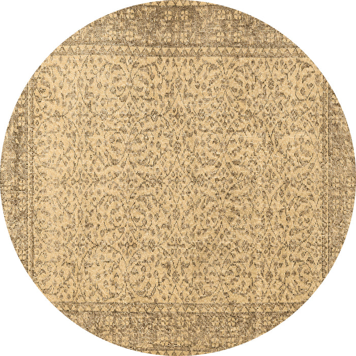 Round Machine Washable Persian Brown Traditional Rug, wshtr3997brn