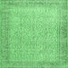 Square Machine Washable Persian Emerald Green Traditional Area Rugs, wshtr3997emgrn