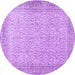 Round Machine Washable Persian Purple Traditional Area Rugs, wshtr3997pur